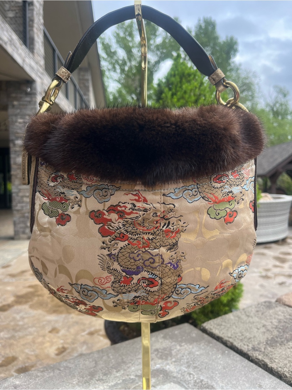 COACH Limited Edition Silk Kimono Mink Hobo bag RARE